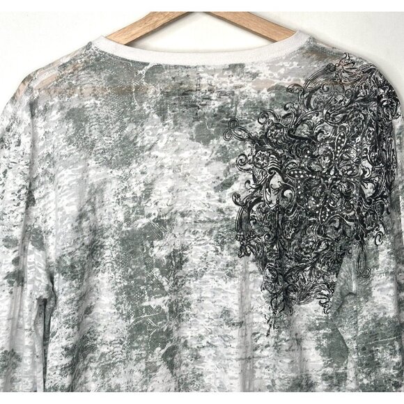 Rock & Roll Cowgirl Womens Shirt Sheer Rhinestones Geometric Long Sleeves 2XL - Picture 5 of 10